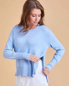 Nursing Knit Sweater - Sky Blue